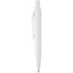 Mini stylo en plastique recyclé RCS avec encre bleue couleur blanc vue latérale