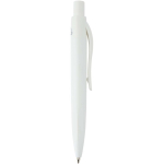 Mini stylo en plastique recyclé RCS avec encre bleue couleur blanc deuxième vue latérale