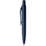 Mini stylo en plastique recyclé RCS avec encre bleue couleur bleu marine vue latérale