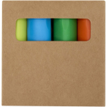 Set de 4 mini surligneurs colorés dans boîte kraft couleur multicolore deuxième vue avec boîte