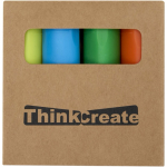 Set de 4 mini surligneurs colorés dans boîte kraft couleur multicolore vue impression sérigraphique