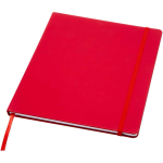 Carnet A4 rigide cuir synthétique ligné avec élastique couleur rouge