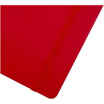 Carnet A4 rigide cuir synthétique ligné avec élastique couleur rouge vue détail 1