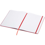 Carnet A4 rigide cuir synthétique ligné avec élastique couleur rouge deuxième vue