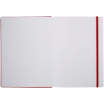 Carnet A4 rigide cuir synthétique ligné avec élastique couleur rouge troisième vue frontale