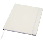 Carnet A4 rigide cuir synthétique ligné avec élastique couleur blanc