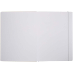 Carnet A4 rigide cuir synthétique ligné avec élastique couleur blanc troisième vue frontale