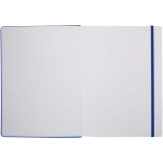 Carnet A4 rigide cuir synthétique ligné avec élastique couleur bleu roi troisième vue frontale