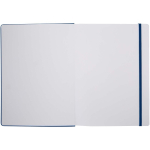 Carnet A4 rigide cuir synthétique ligné avec élastique couleur bleu marine troisième vue frontale