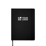 Carnet A4 rigide cuir synthétique ligné avec élastique avec zone d'impression