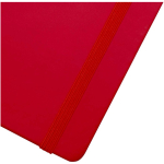 Carnet A7 rigide en cuir synthétique ave célastique, feuilles lignées couleur rouge vue détail 1