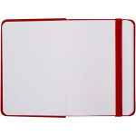 Carnet A7 rigide en cuir synthétique ave célastique, feuilles lignées couleur rouge troisième vue frontale