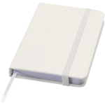 Carnet A7 rigide en cuir synthétique ave célastique, feuilles lignées couleur blanc