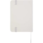 Carnet A7 rigide en cuir synthétique ave célastique, feuilles lignées couleur blanc deuxième vue arrière