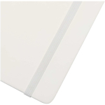 Carnet A7 rigide en cuir synthétique ave célastique, feuilles lignées couleur blanc vue détail 1