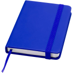 Carnet A7 rigide en cuir synthétique ave célastique, feuilles lignées couleur bleu roi