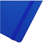 Carnet A7 rigide en cuir synthétique ave célastique, feuilles lignées couleur bleu roi vue détail 1