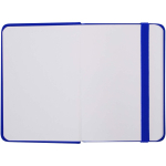 Carnet A7 rigide en cuir synthétique ave célastique, feuilles lignées couleur bleu roi troisième vue frontale