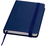 Carnet A7 rigide en cuir synthétique ave célastique, feuilles lignées couleur bleu marine