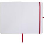 Carnet A5 rigide ligné toucher doux avec fermeture élastique couleur rouge troisième vue frontale