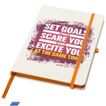Carnet A5 rigide ligné toucher doux avec fermeture élastique couleur orange