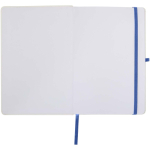 Carnet A5 rigide ligné toucher doux avec fermeture élastique couleur bleu roi troisième vue frontale
