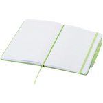 Set carnet A5 rigide avec stylo à encre bleue assorti couleur vert lime deuxième vue