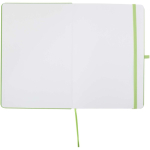 Set carnet A5 rigide avec stylo à encre bleue assorti couleur vert lime troisième vue frontale