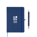 Set carnet A5 rigide avec stylo à encre bleue assorti avec zone d'impression
