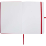 Carnet A5 rigide cuir synthétique avec pages lignées couleur rouge troisième vue frontale