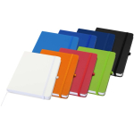 Carnet A5 rigide cuir synthétique avec pages lignées couleur blanc deuxième vue en couleurs