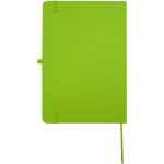 Carnet A5 rigide cuir synthétique avec pages lignées couleur vert lime deuxième vue arrière