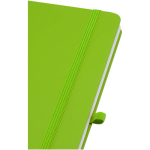 Carnet A5 rigide cuir synthétique avec pages lignées couleur vert lime vue détail 1