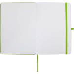 Carnet A5 rigide cuir synthétique avec pages lignées couleur vert lime troisième vue frontale