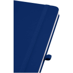 Carnet A5 rigide cuir synthétique avec pages lignées couleur bleu marine vue détail 1