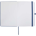 Carnet A5 rigide cuir synthétique avec pages lignées couleur bleu marine troisième vue frontale