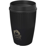 Gobelet réutilisable 350 ml couvercle 360° bord isolant couleur noir vue impression avec logo 2