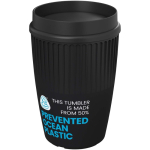 Gobelet réutilisable 350 ml couvercle 360° bord isolant couleur noir vue avec logo