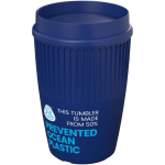 Gobelet réutilisable 350 ml couvercle 360° bord isolant couleur bleu vue avec logo