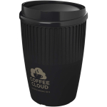 Gobelet réutilisable simple paroi plastique recyclé 350 ml couleur noir vue impression avec logo 2
