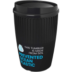 Gobelet réutilisable simple paroi plastique recyclé 350 ml couleur noir vue avec logo