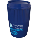 Gobelet réutilisable simple paroi plastique recyclé 350 ml couleur bleu vue avec logo