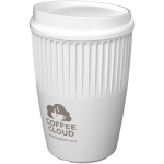 Gobelet réutilisable simple paroi plastique recyclé 350 ml couleur blanc vue impression avec logo 2
