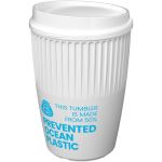 Gobelet réutilisable simple paroi plastique recyclé 350 ml couleur blanc vue avec logo