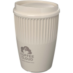 Gobelet réutilisable simple paroi plastique recyclé 350 ml couleur sable vue impression avec logo 2