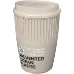 Gobelet réutilisable simple paroi plastique recyclé 350 ml couleur sable vue avec logo