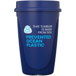 Gobelet simple paroi 350 ml couvercle 360° bord isolant couleur bleu deuxième vue avec logo