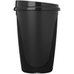 Gobelet réutilisable 350 ml couvercle clip bord isolant couleur noir vue latérale