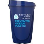 Gobelet réutilisable 350 ml couvercle clip bord isolant couleur bleu deuxième vue avec logo