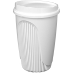 Gobelet réutilisable 350 ml couvercle clip bord isolant couleur blanc